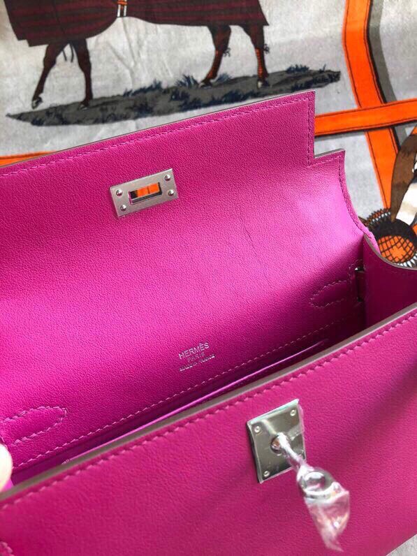 에르메스 미니 켈리백22 로즈퍼플 은장 스위프트